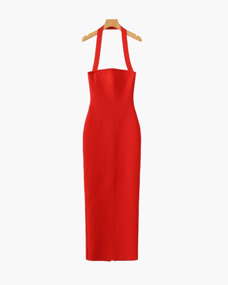 Halter Neck Slim Fit Maxi Dress - Iron & Oak