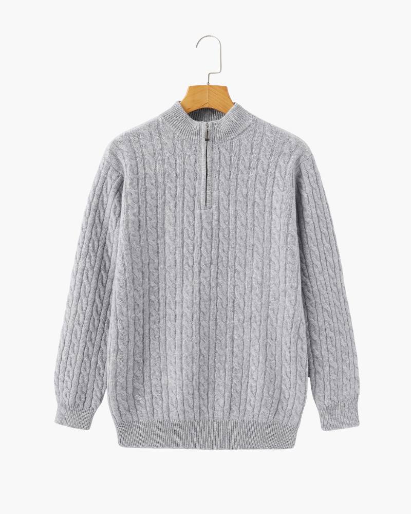 100% Cashmere Woven Half Zip - Iron & Oak