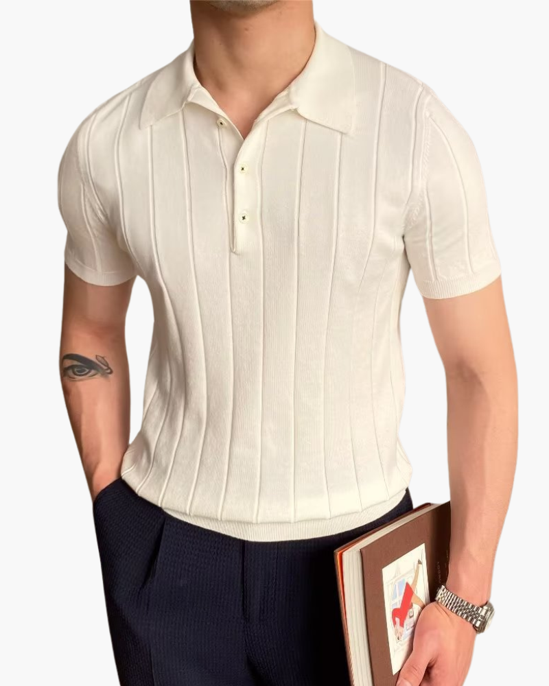 Cannes Ribbed Cotton Polo - Iron & Oak