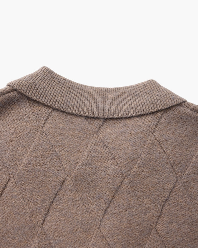 Heritage Diamond Knit Zip Cardigan - Iron & Oak