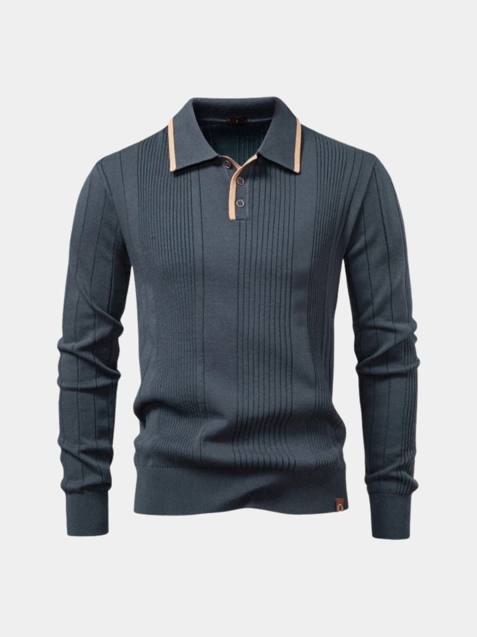 Vertical Ridge Knit Polo Shirt - Iron & Oak