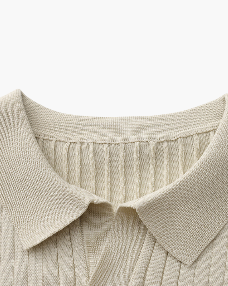 Premium Ribbed Polo - Iron & Oak