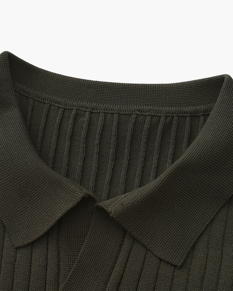 Premium Ribbed Polo - Iron & Oak