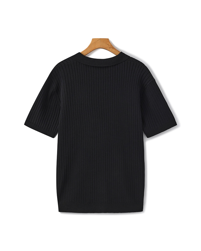 Premium Ribbed Polo - Iron & Oak