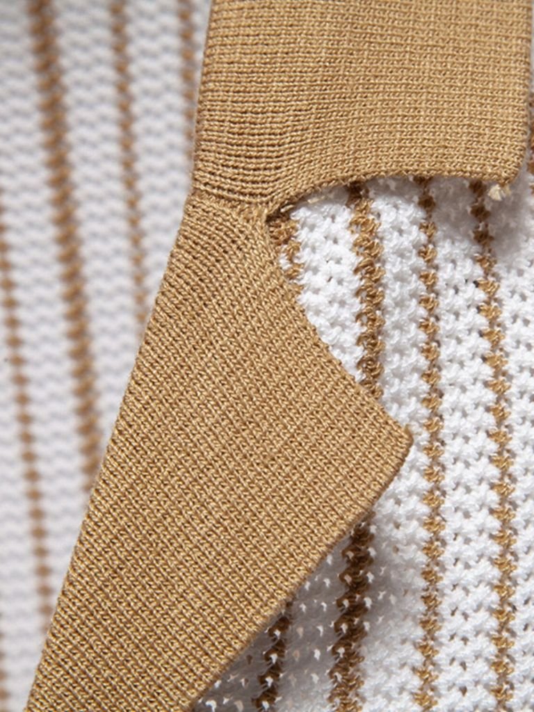 Striped Knit Polo Shirt - Iron & Oak