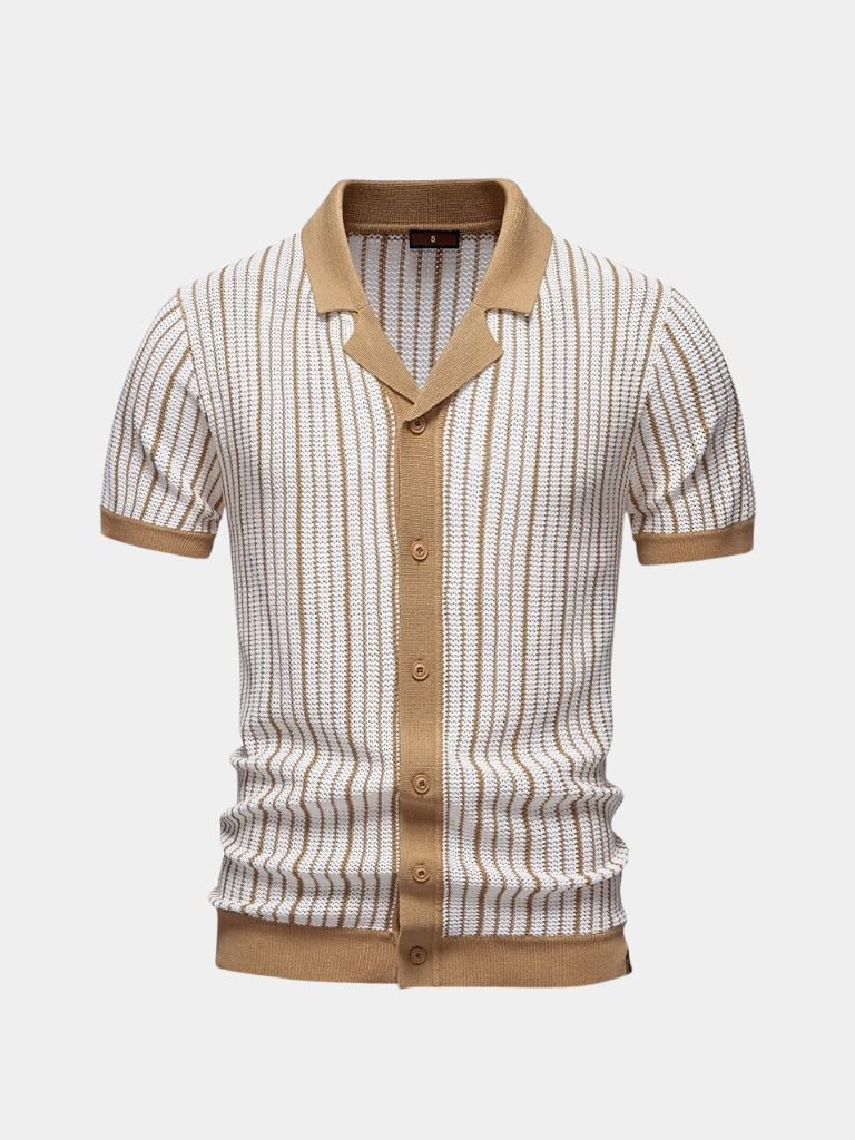 Striped Knit Polo Shirt - Iron & Oak