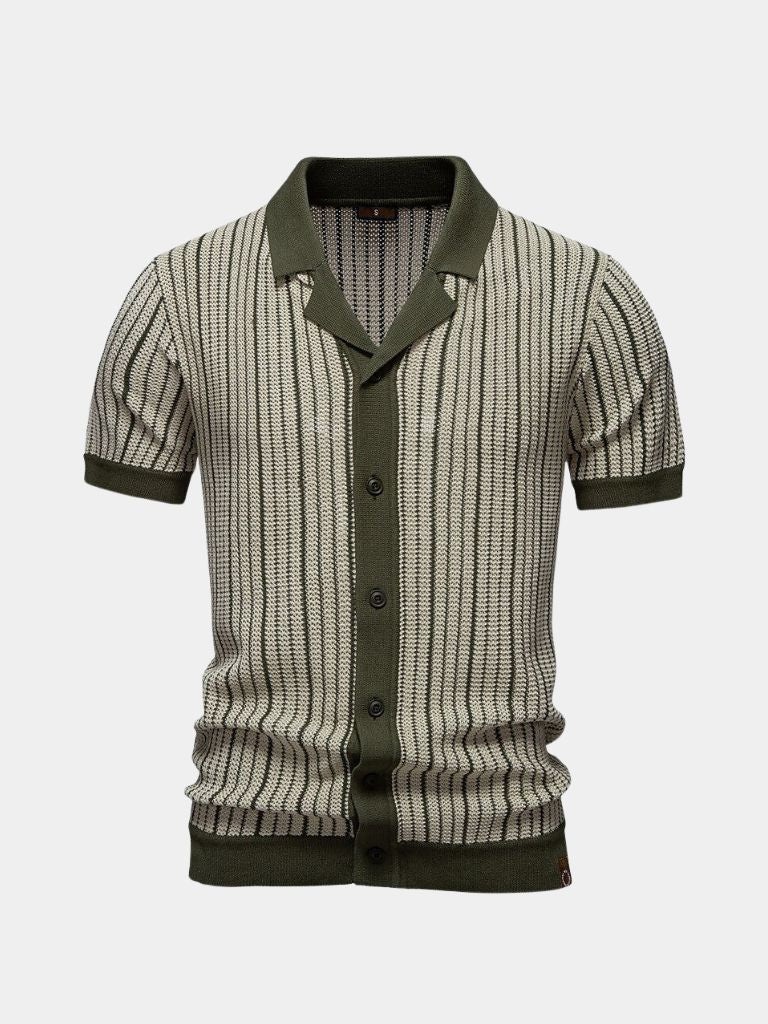 Striped Knit Polo Shirt - Iron & Oak