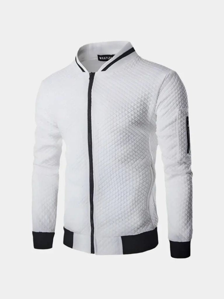 Textured Casual Bomber Jacket - Iron & Oak